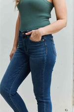Judy Blue Aila Regular Full Size Mid Rise Cropped Relax Fit Jeans - Ladyez