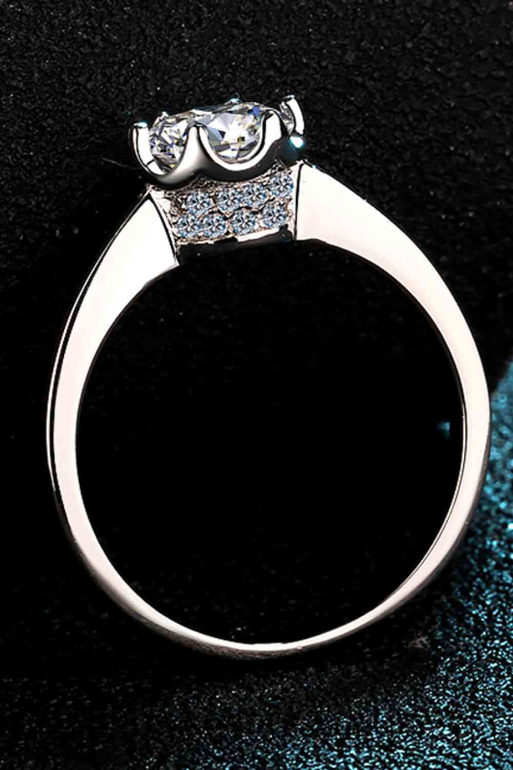 1 Carat Moissanite Rhodium-Plated Solitaire Ring - Ladyez