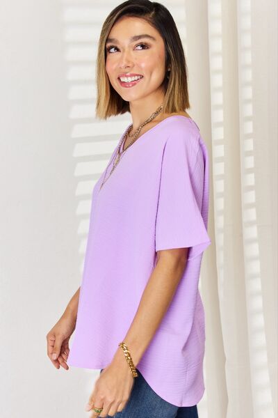 Zenana Texture Short Sleeve T-Shirt - Ladyez