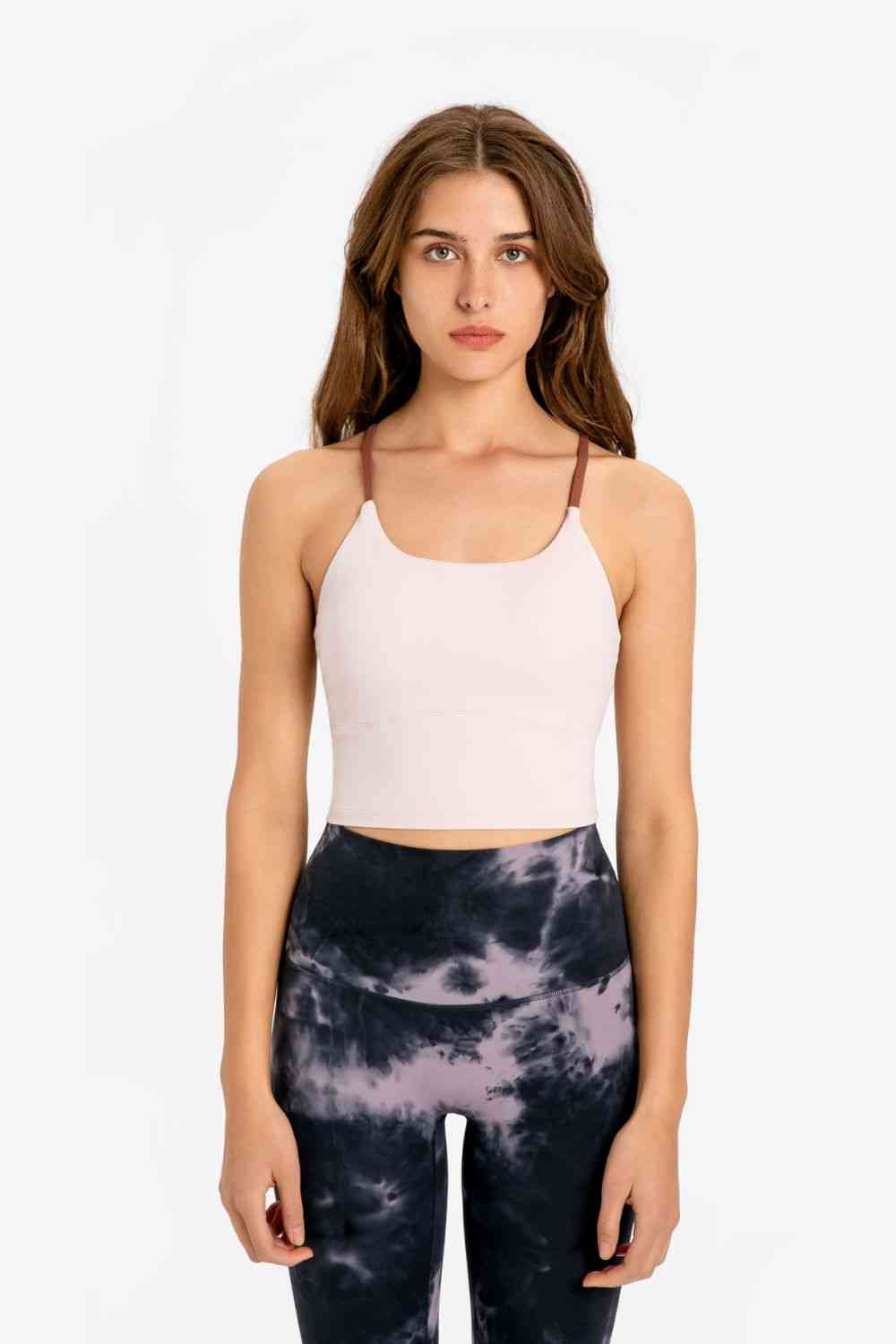 Crisscross Back Scoop Neck Sports Cami - Ladyez