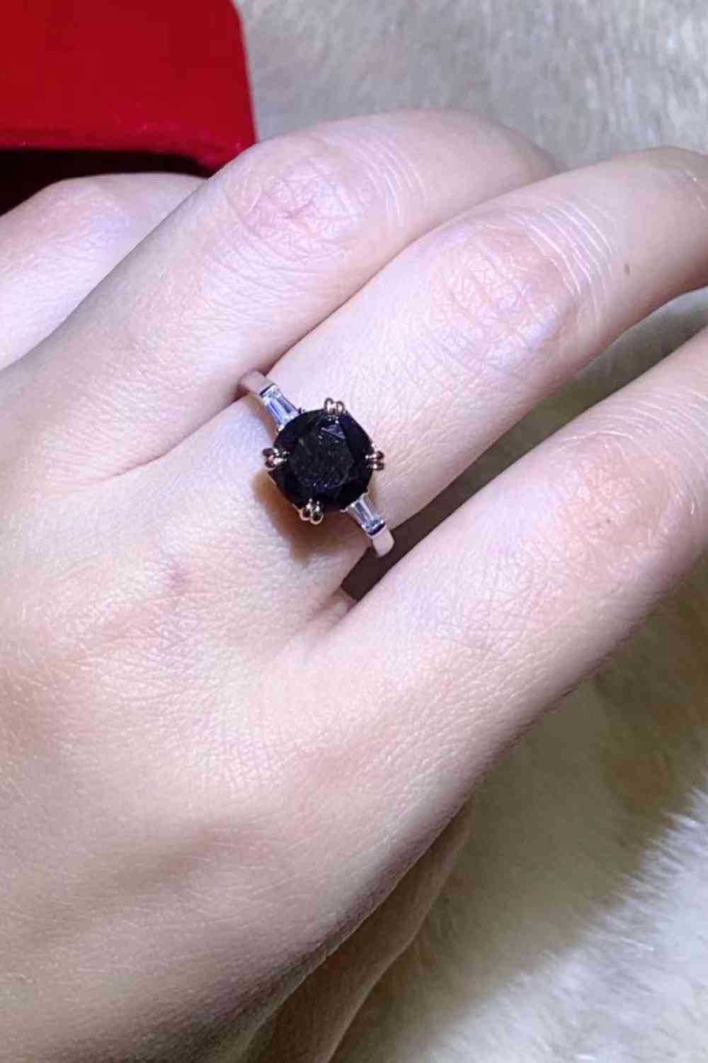 2 Carat Black Moissanite Platinum-Plated Ring - Ladyez