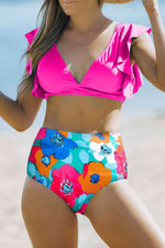 Cropped Swim Top and Floral Bottoms Set - Ladyez