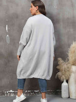 Plus Size Long Sleeve Pocketed Cardigan - Ladyez