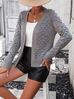 Open Front Long Sleeve Cardigan - Ladyez