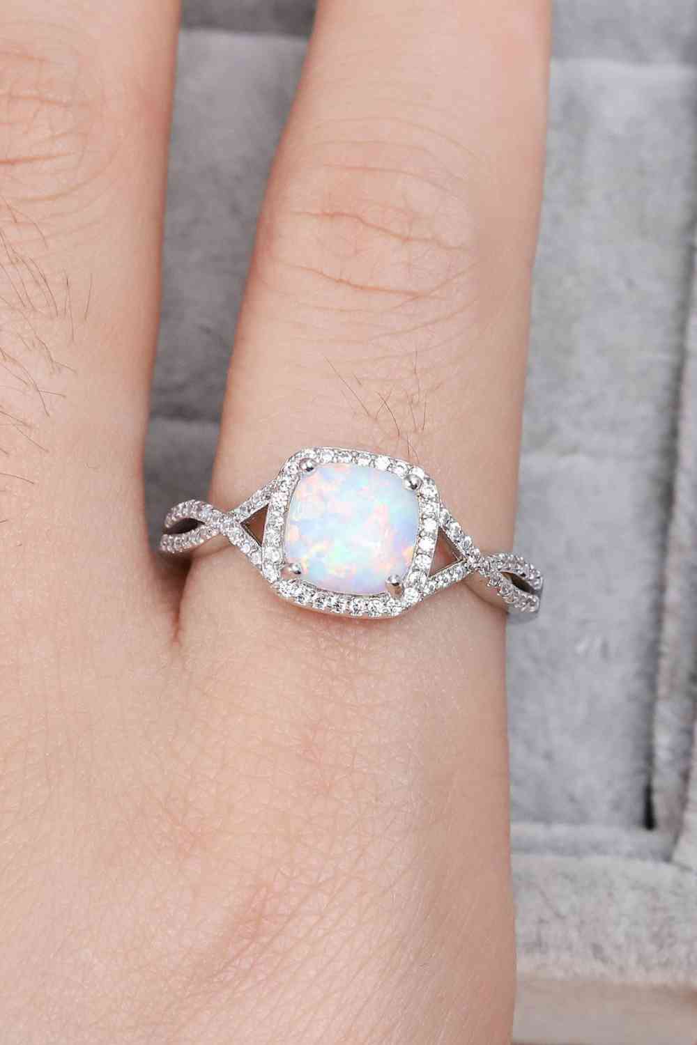 Opal Contrast Crisscross Ring - Ladyez