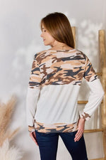 Hailey & Co Full Size Printed Round Neck Blouse - Ladyez
