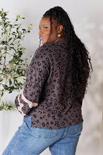 Jade By Jane Full Size Leopard Lace Detail Blouse - Ladyez