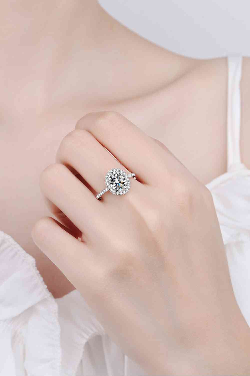 2 Carat Moissanite 925 Sterling Silver Halo Ring - Ladyez