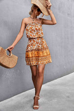 Bohemian Frill Trim Strapless Dress - Ladyez