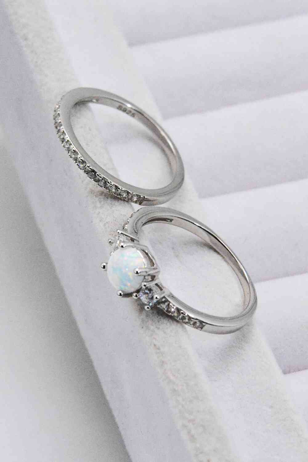 925 Sterling Silver Opal Split Shank Ring - Ladyez