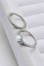 925 Sterling Silver Opal Split Shank Ring - Ladyez