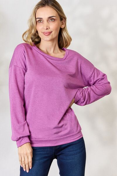 BiBi Tie Back Drop Shoulder Long Sleeve Top - Ladyez