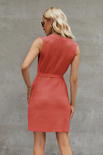 Tied Round Neck Sleeveless Sweater Dress - Ladyez