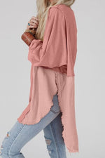 Santa Graphic Exposed Seams Round Neck Blouse - Ladyez