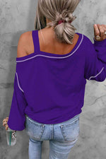 Tiger Graphic Long Sleeve Asymmetrical Neck Top - Ladyez