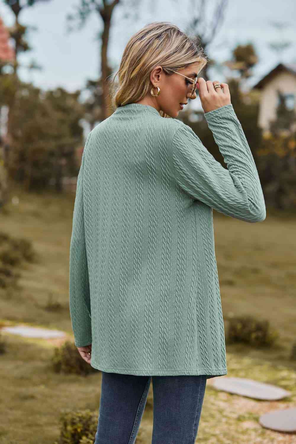 Open Front Long Sleeve Cardigan - Ladyez
