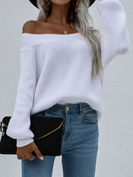 Double Take Off-Shoulder Rib-Knit Sweater - Ladyez