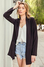 Kori America Open Front Long Sleeve Blazer - Ladyez