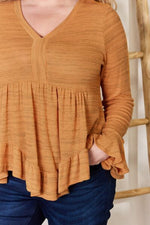 Hailey & Co Full Size V-Neck Flounce Sleeve Blouse - Ladyez