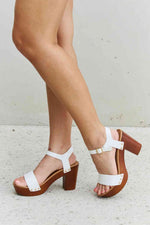 DDK Time After Time Wooden Platform Strap Heels - Ladyez