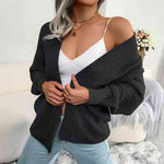 Open Front Lantern Sleeve Cardigan - Ladyez