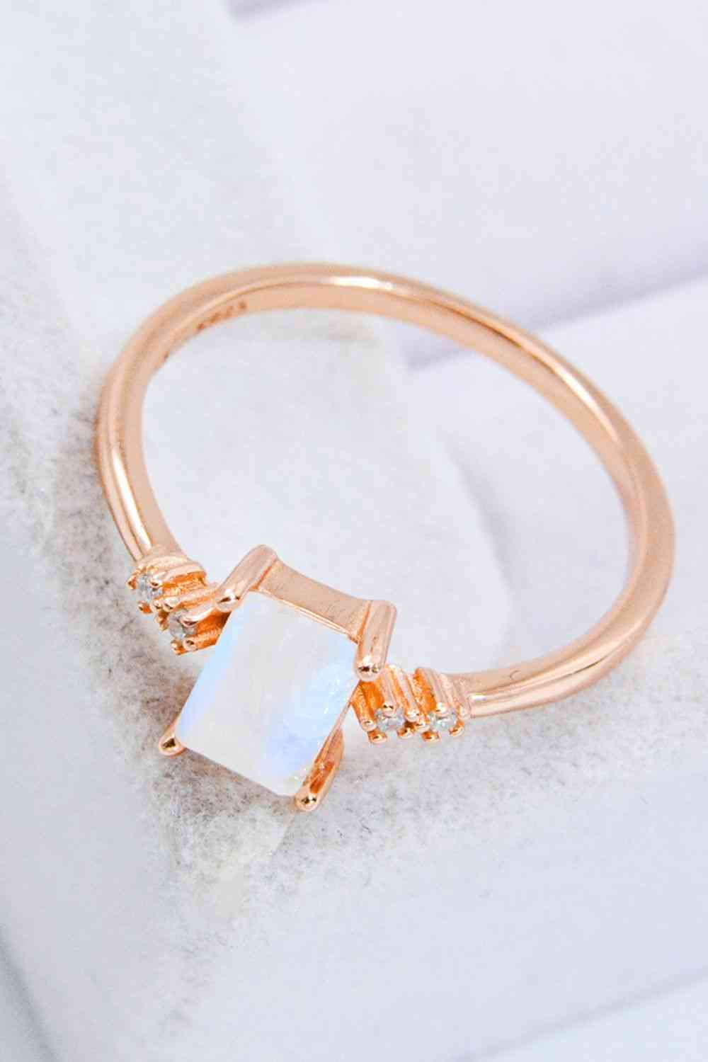 Rectangle Natural Moonstone Ring - Ladyez