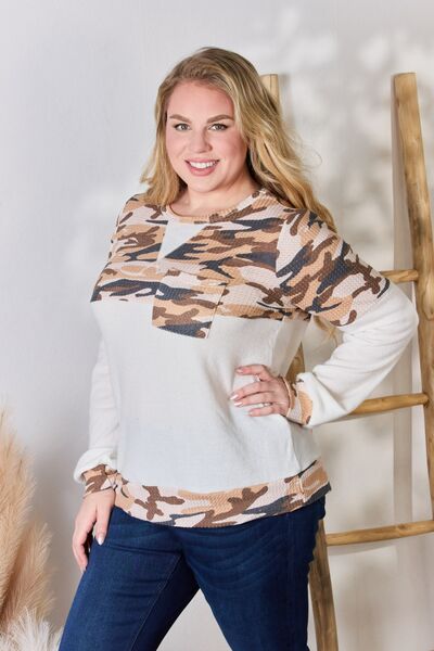 Hailey & Co Full Size Printed Round Neck Blouse - Ladyez