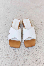 Weeboo Step Into Summer Criss Cross Wooden Clog Mule in White - Ladyez