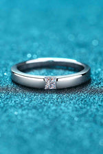 Inlaid Moissanite Rhodium-Plated Ring - Ladyez