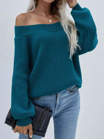 Double Take Off-Shoulder Rib-Knit Sweater - Ladyez