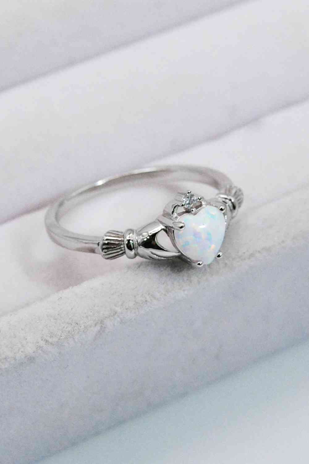 925 Sterling Silver Heart Opal Ring - Ladyez