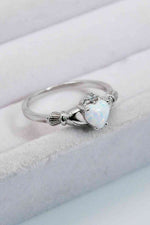 925 Sterling Silver Heart Opal Ring - Ladyez