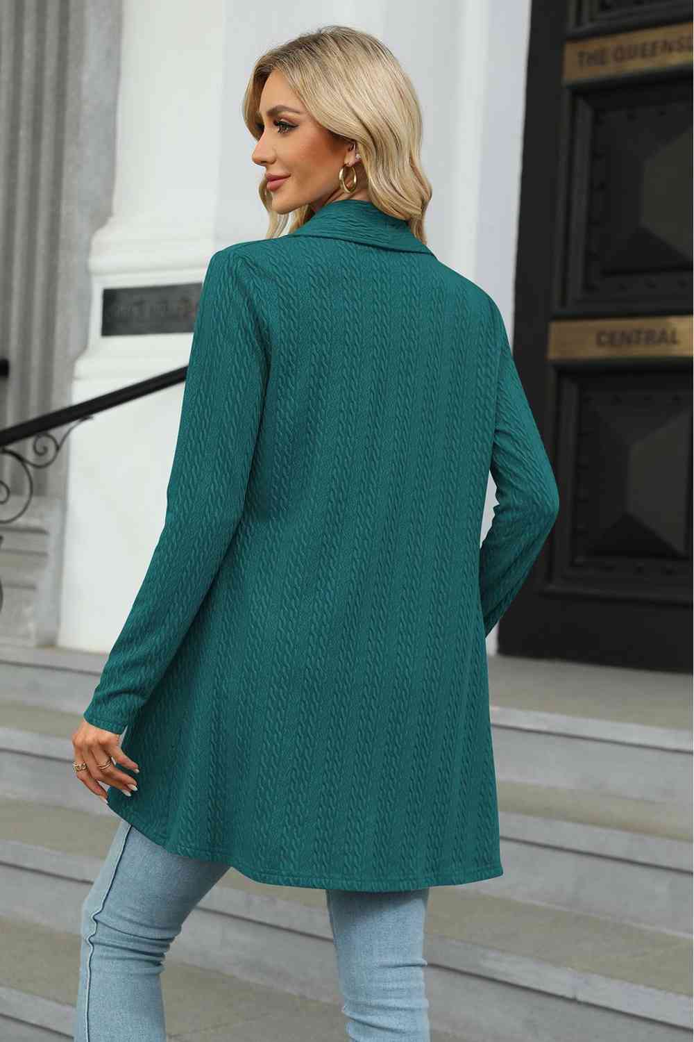 Open Front Long Sleeve Cardigan - Ladyez