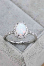 Opal 925 Sterling Silver Halo Ring - Ladyez
