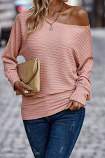 Texture Round Neck Long Sleeve Top - Ladyez