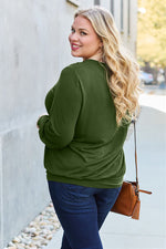 Basic Bae Full Size V-Neck Lantern Sleeve Blouse - Ladyez