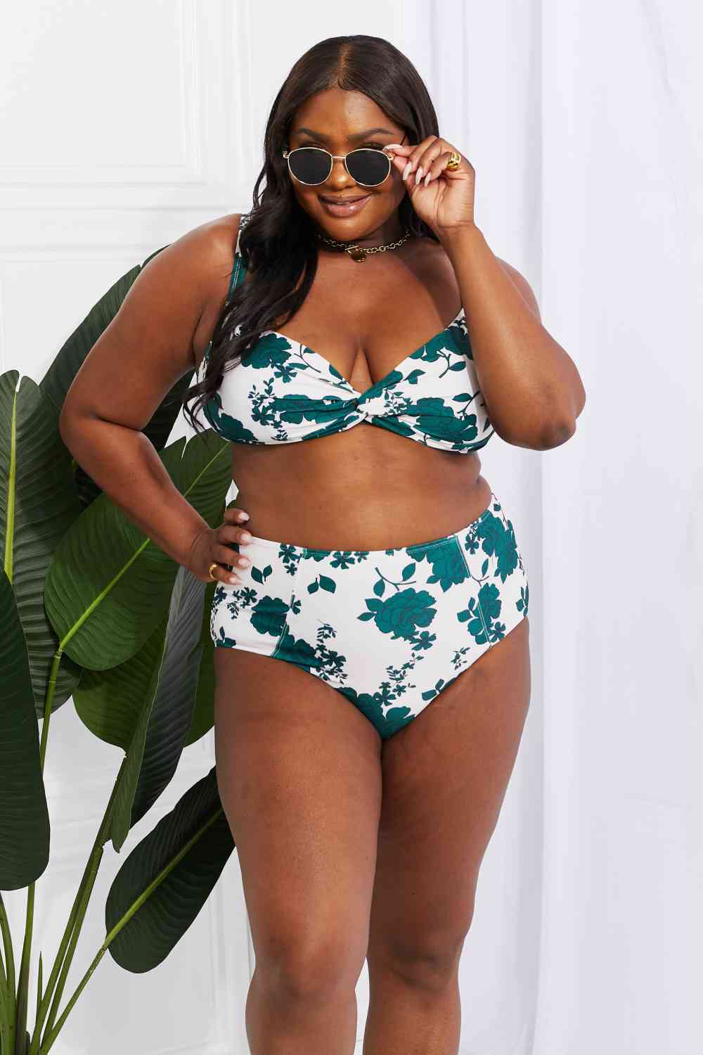 Marina West Swim Take A Dip Twist High-Rise Bikini in Forest - Ladyez