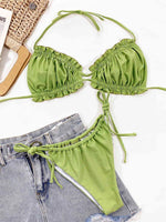 Frill Trill Halter Neck Bikini Set - Ladyez