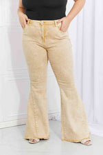 Color Theory Flip Side Fray Hem Bell Bottom Jeans in Yellow - Ladyez