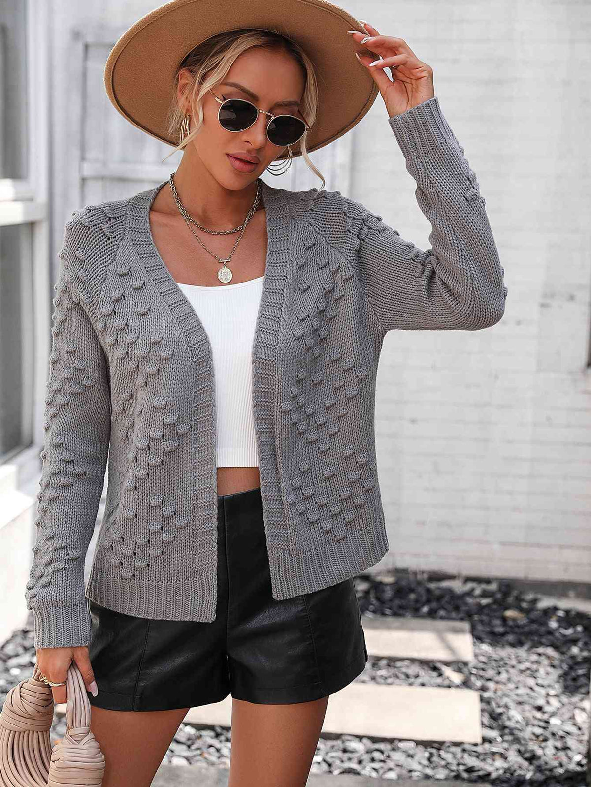 Open Front Long Sleeve Cardigan - Ladyez
