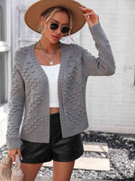 Open Front Long Sleeve Cardigan - Ladyez