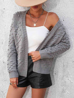 Open Front Long Sleeve Cardigan - Ladyez