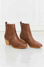 MMShoes Love the Journey Stacked Heel Chelsea Boot in Chestnut - Ladyez