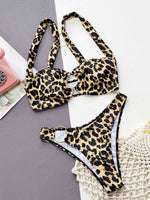 Leopard Ring Detail Bikini Set - Ladyez