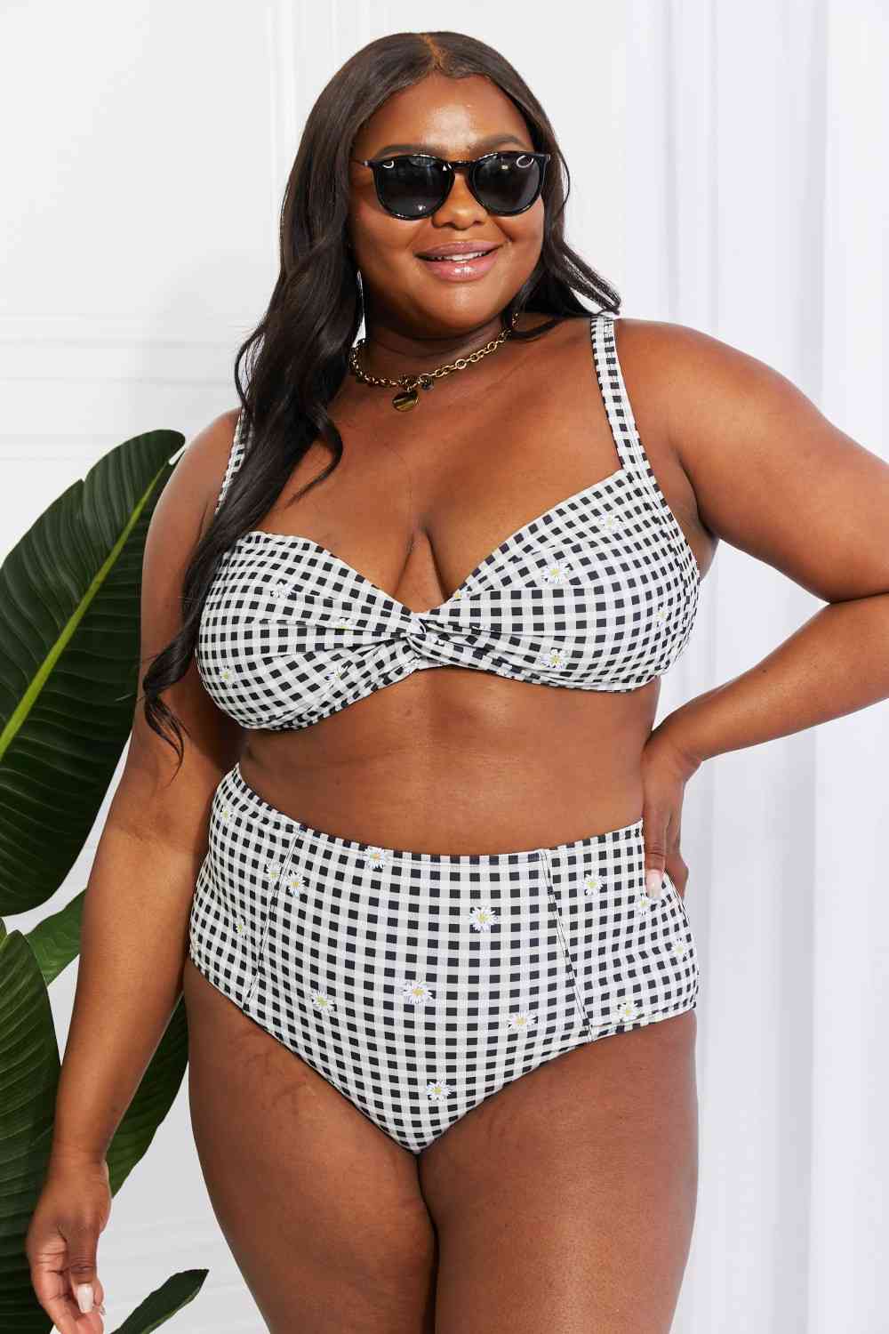 Marina West Swim Take A Dip Twist High-Rise Bikini in Black - Ladyez