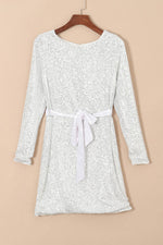 Sequin Tie Front T-Shirt Dress - Ladyez