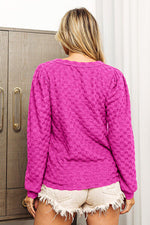 BiBi Round Neck Brushed Checker Top - Ladyez