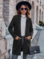 Open Front Long Sleeve Blazer - Ladyez