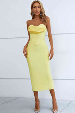 Seam Detail Strapless Sweetheart Neck Dress - Ladyez