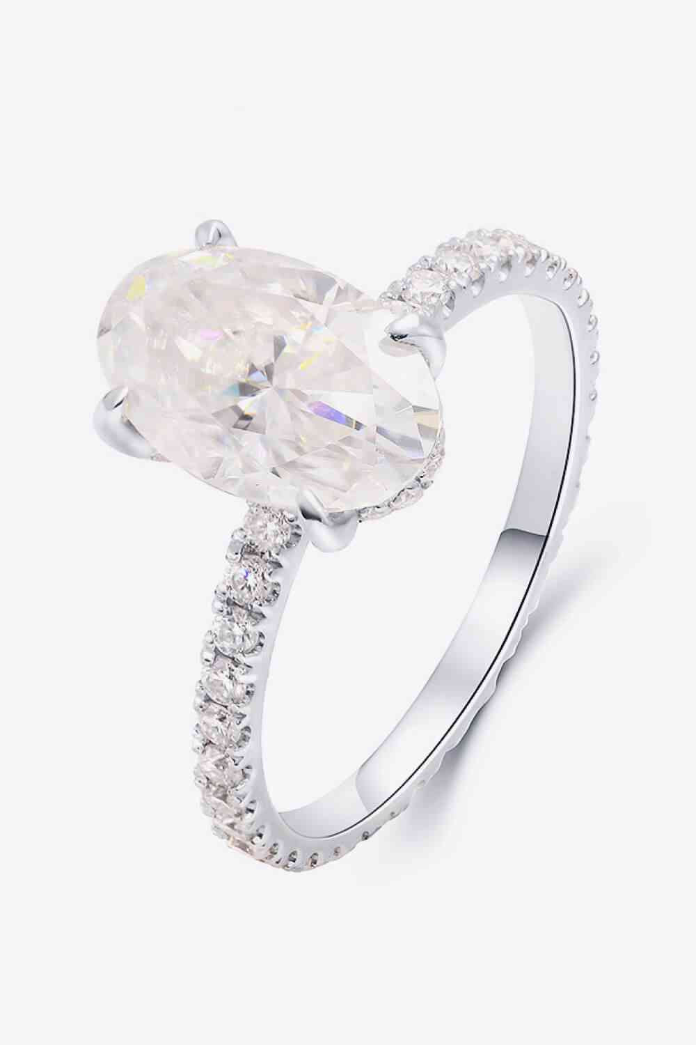 14K White Gold 2.5 Carat Moissanite 4-Prong Ring - Ladyez